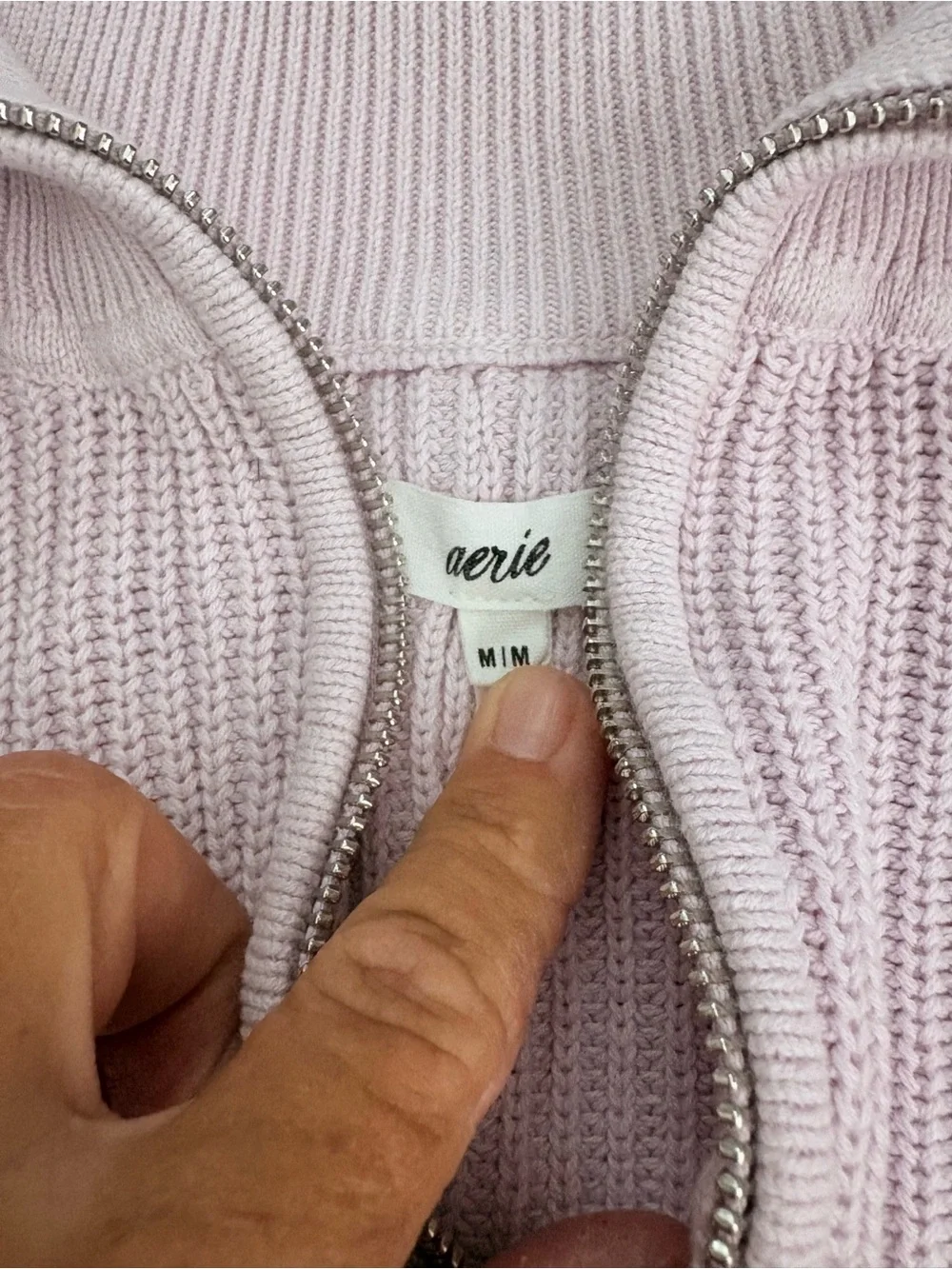 Aerie Lavender Half-Zip Cowl Knit Sweater size Medium